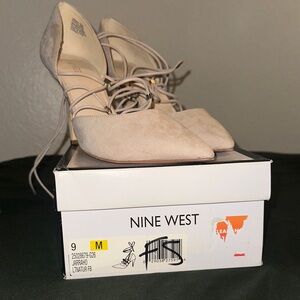 Nine West Beige Lace-Up Heels
